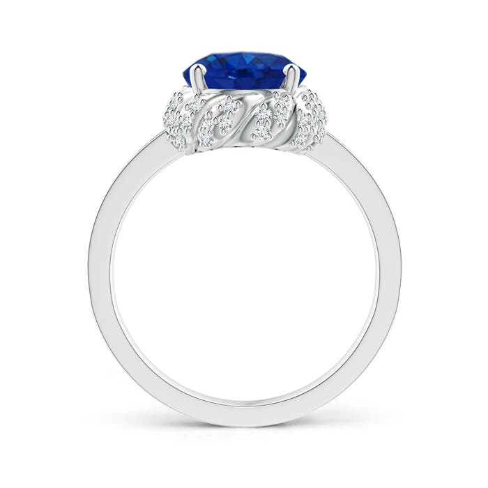 AAA - Blue Sapphire / 3.64 CT / 14 KT White Gold