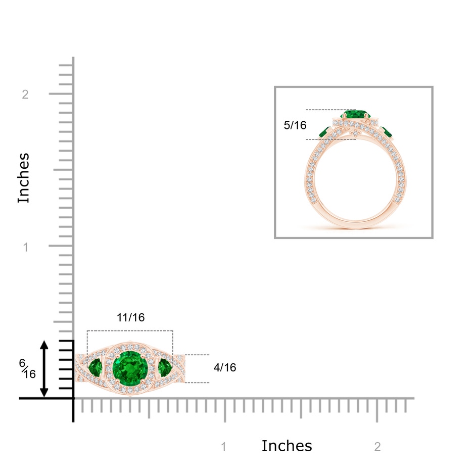 6mm AAAA Emerald Criss Cross Ring with Diamond Halo in Rose Gold product image