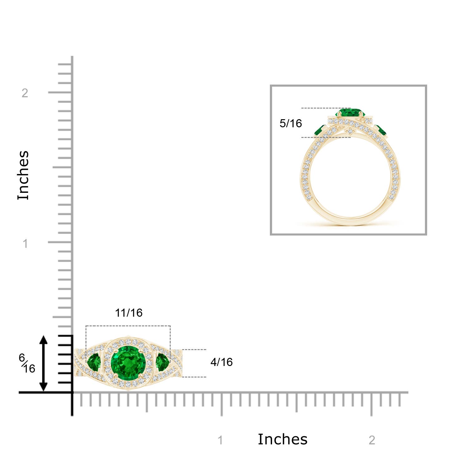 AAAA - Emerald / 1.92 CT / 14 KT Yellow Gold