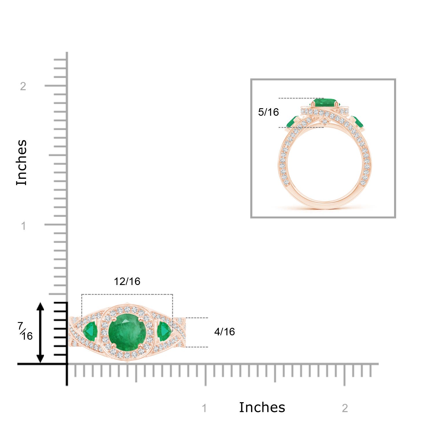 A - Emerald / 2.59 CT / 14 KT Rose Gold