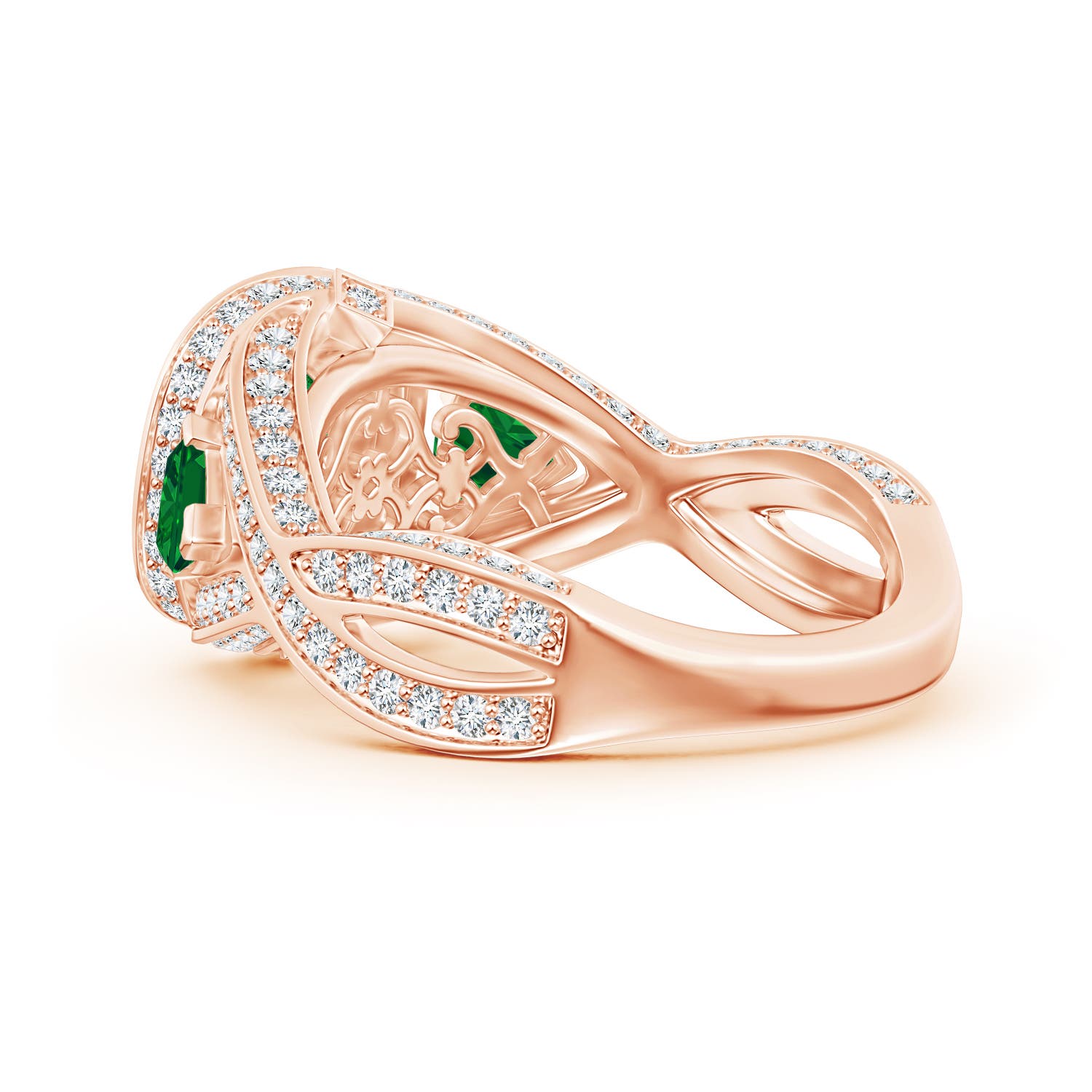 AAAA - Emerald / 2.59 CT / 14 KT Rose Gold