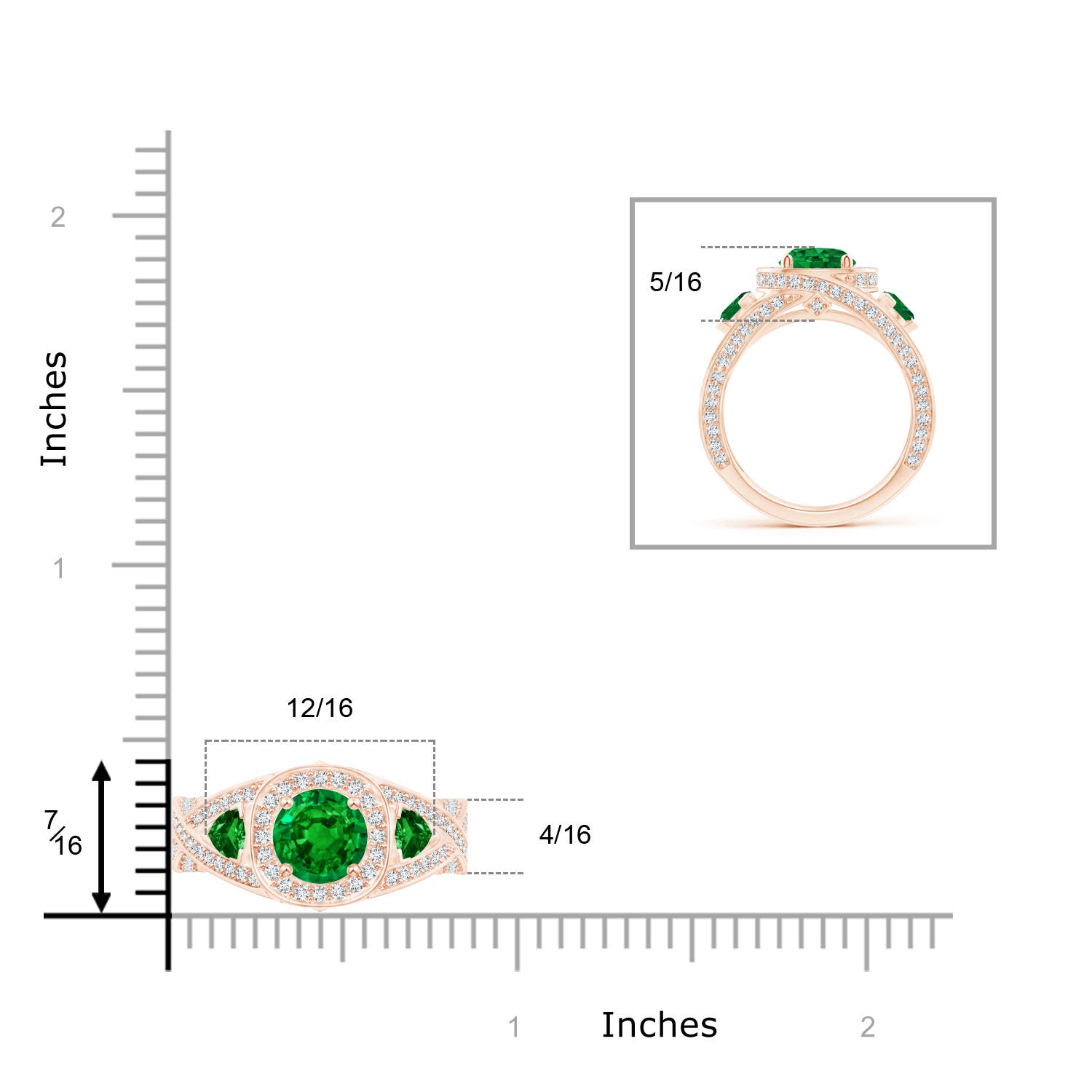 AAAA - Emerald / 2.59 CT / 14 KT Rose Gold