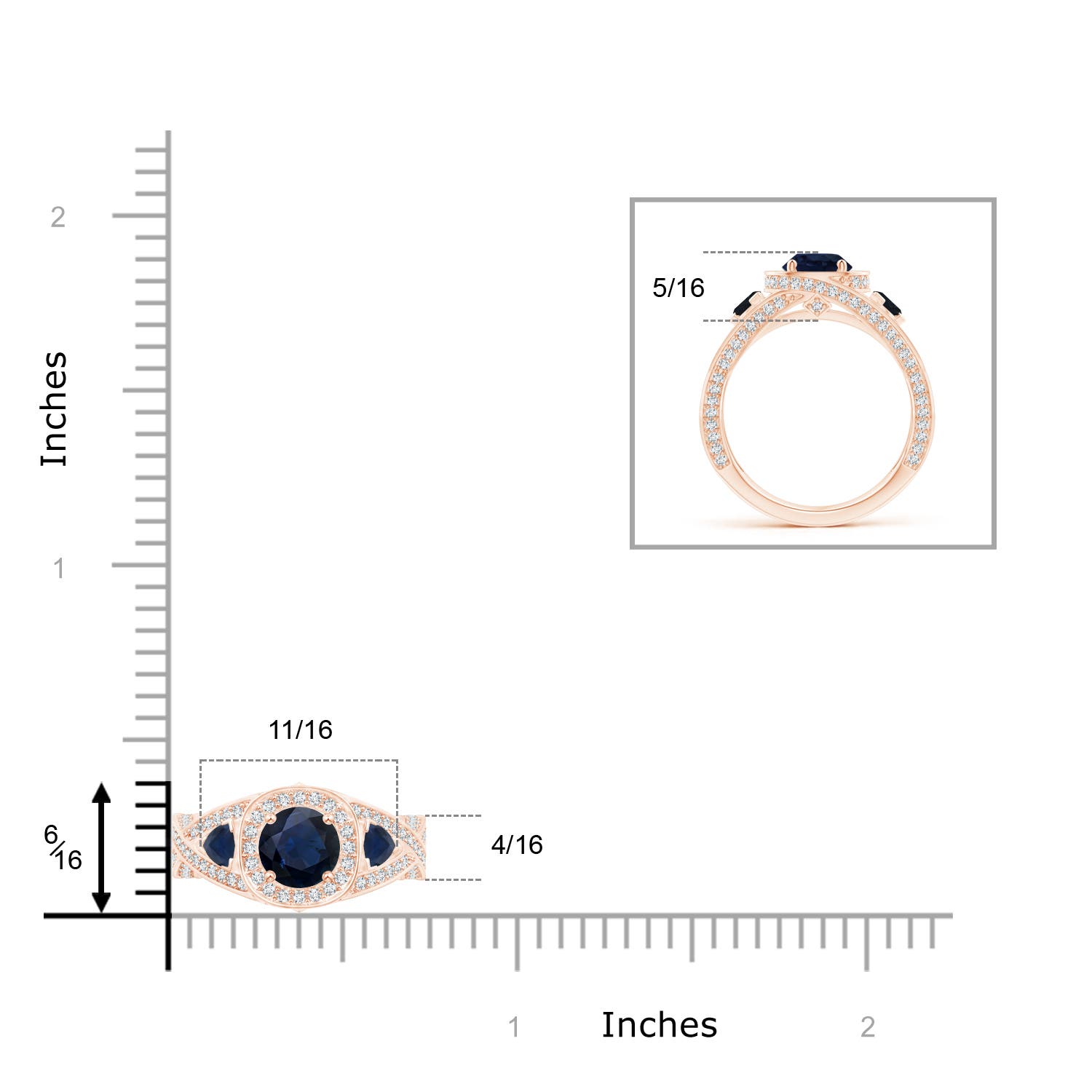 A - Blue Sapphire / 2.25 CT / 14 KT Rose Gold