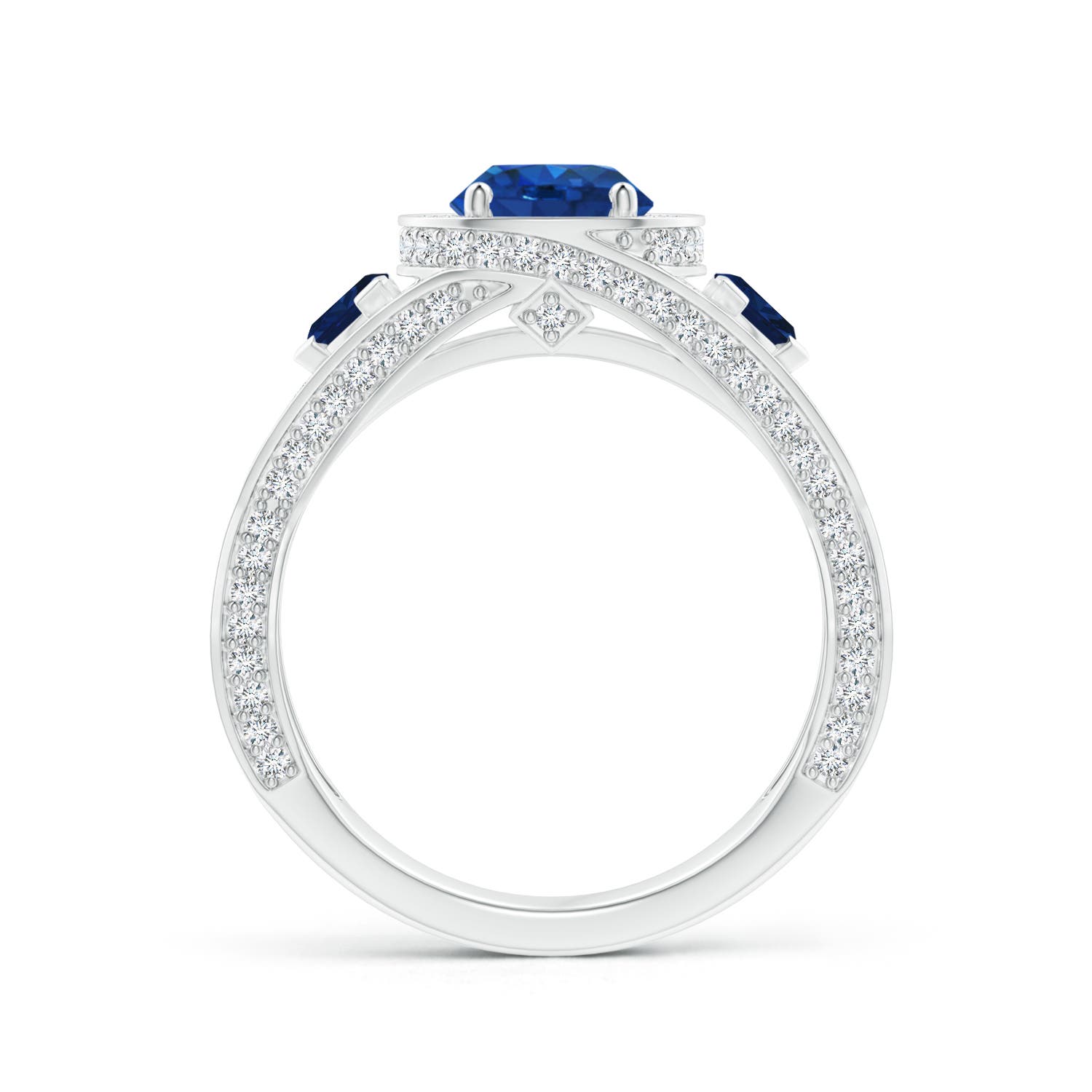 AAA - Blue Sapphire / 2.25 CT / 14 KT White Gold