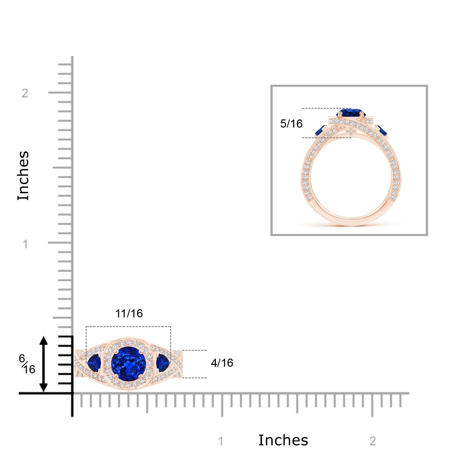 AAAA - Blue Sapphire / 2.25 CT / 14 KT Rose Gold