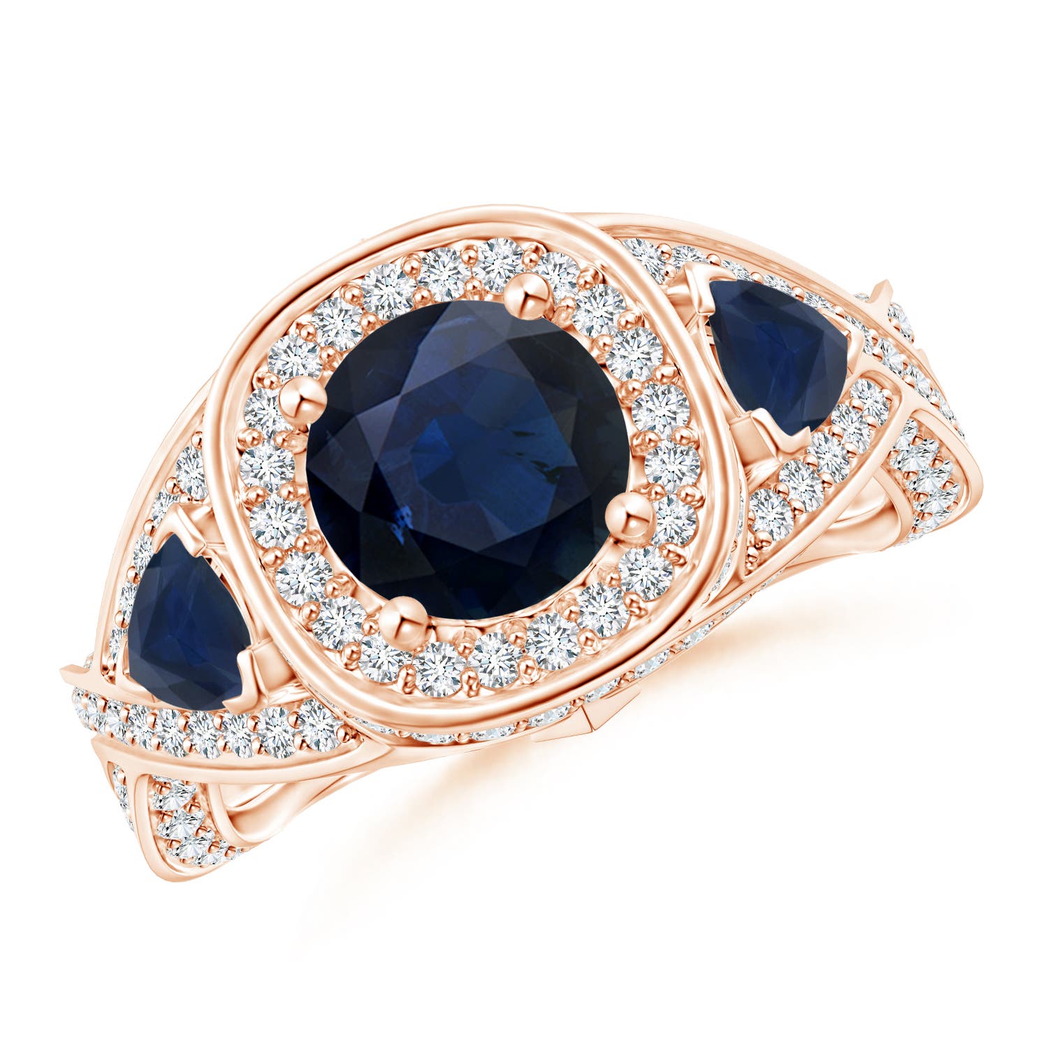 A - Blue Sapphire / 3.15 CT / 14 KT Rose Gold