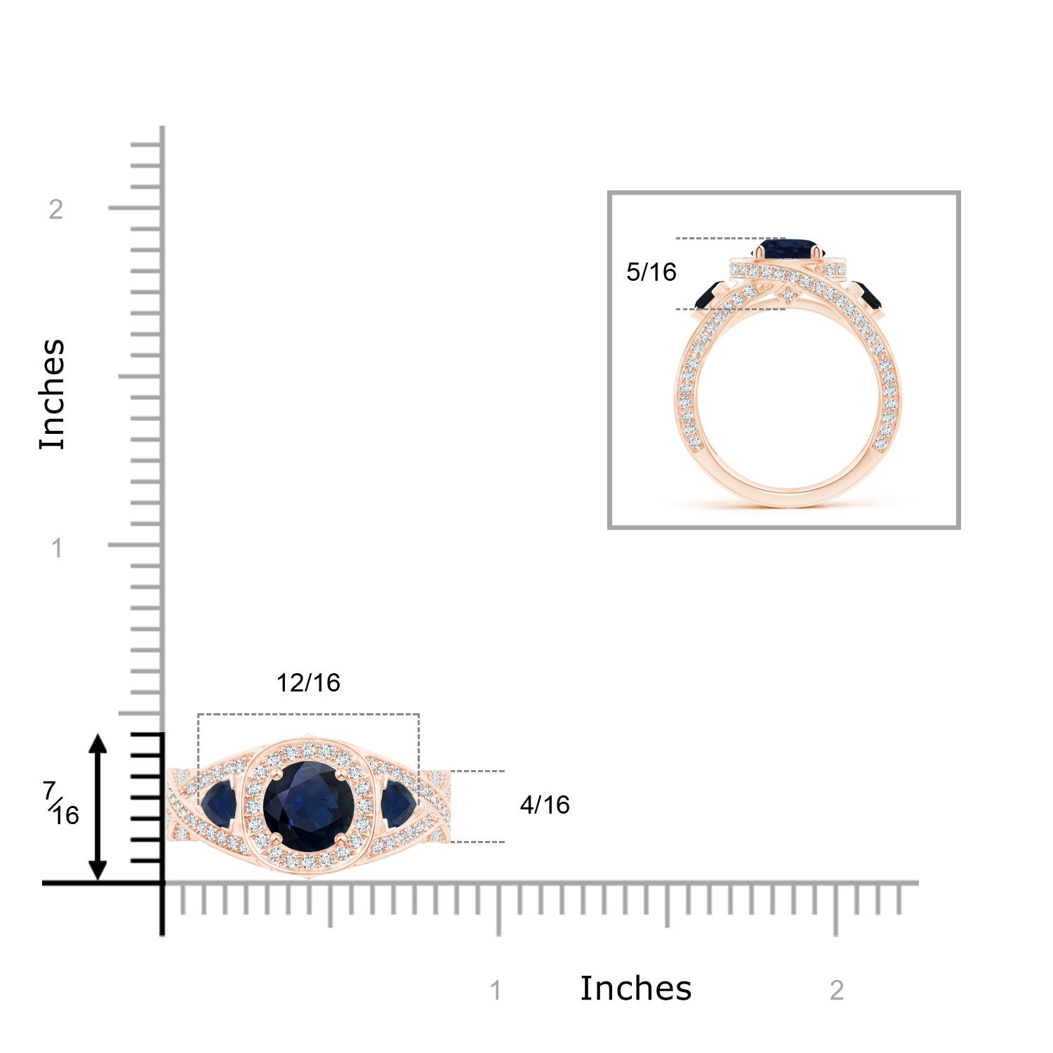 A - Blue Sapphire / 3.15 CT / 14 KT Rose Gold