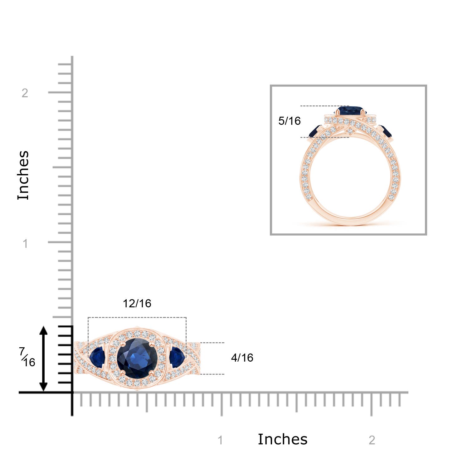 AA - Blue Sapphire / 3.15 CT / 14 KT Rose Gold