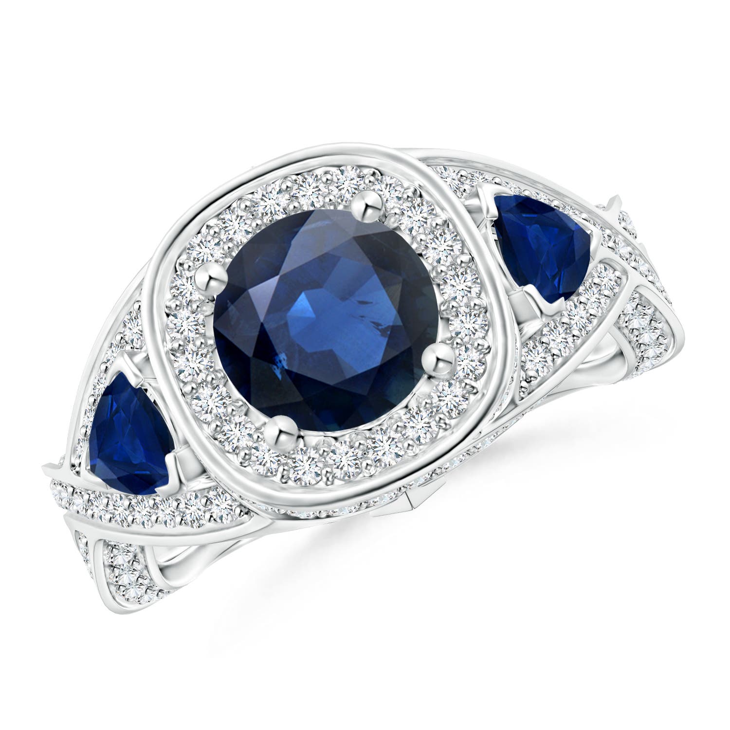 AA - Blue Sapphire / 3.15 CT / 14 KT White Gold