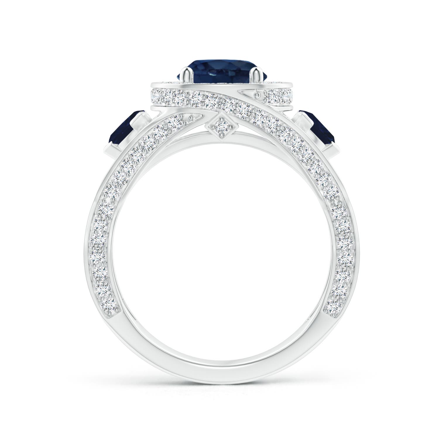 AA - Blue Sapphire / 3.15 CT / 14 KT White Gold