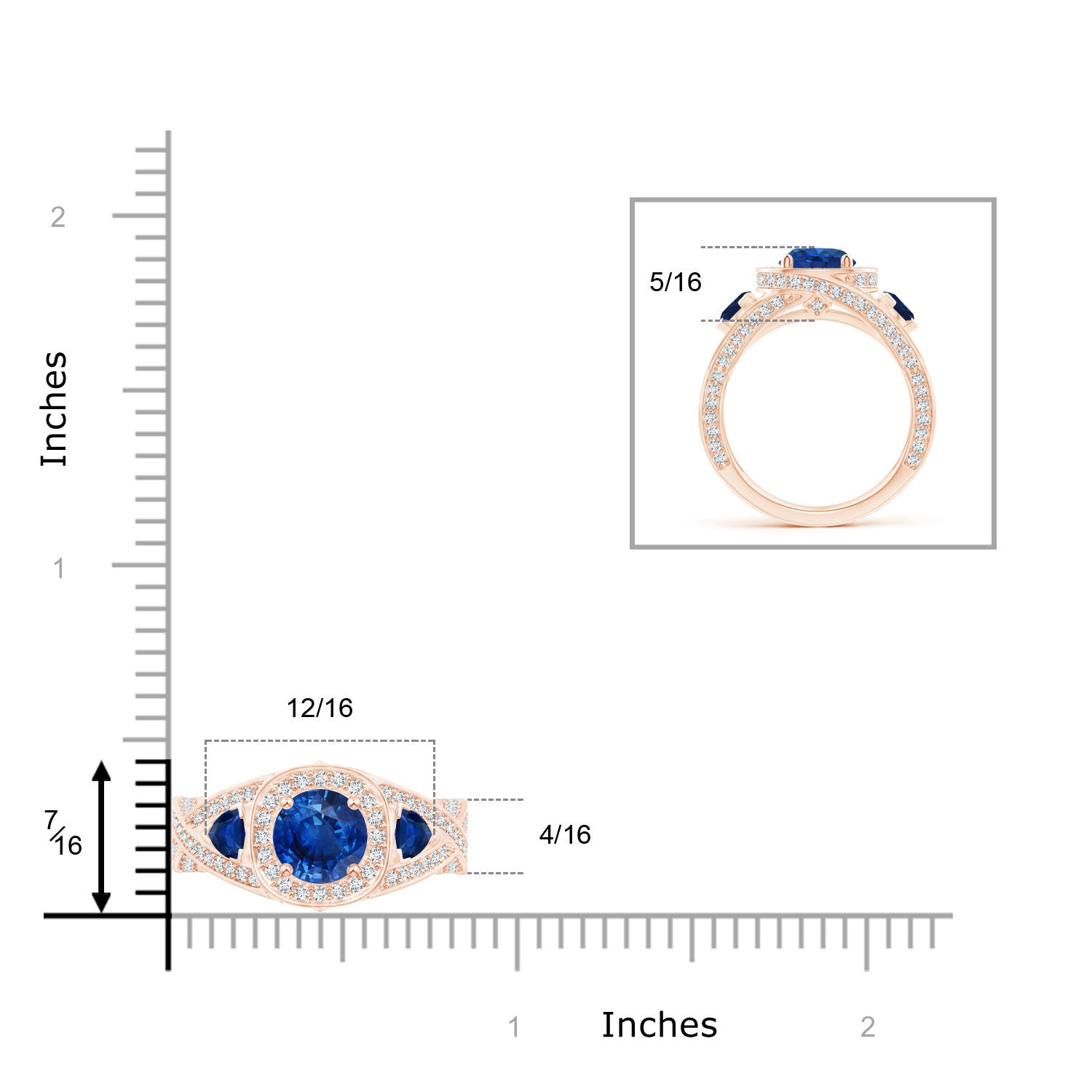 AAA - Blue Sapphire / 3.15 CT / 14 KT Rose Gold