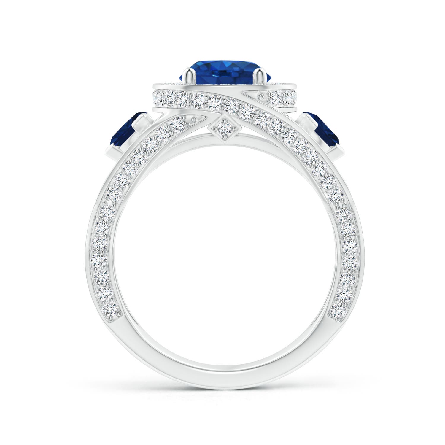 AAA - Blue Sapphire / 3.15 CT / 14 KT White Gold