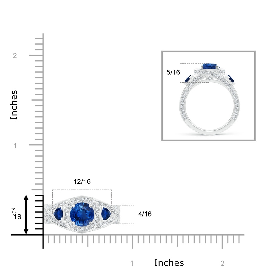 7mm AAA Blue Sapphire Criss Cross Ring with Diamond Halo in White Gold product image