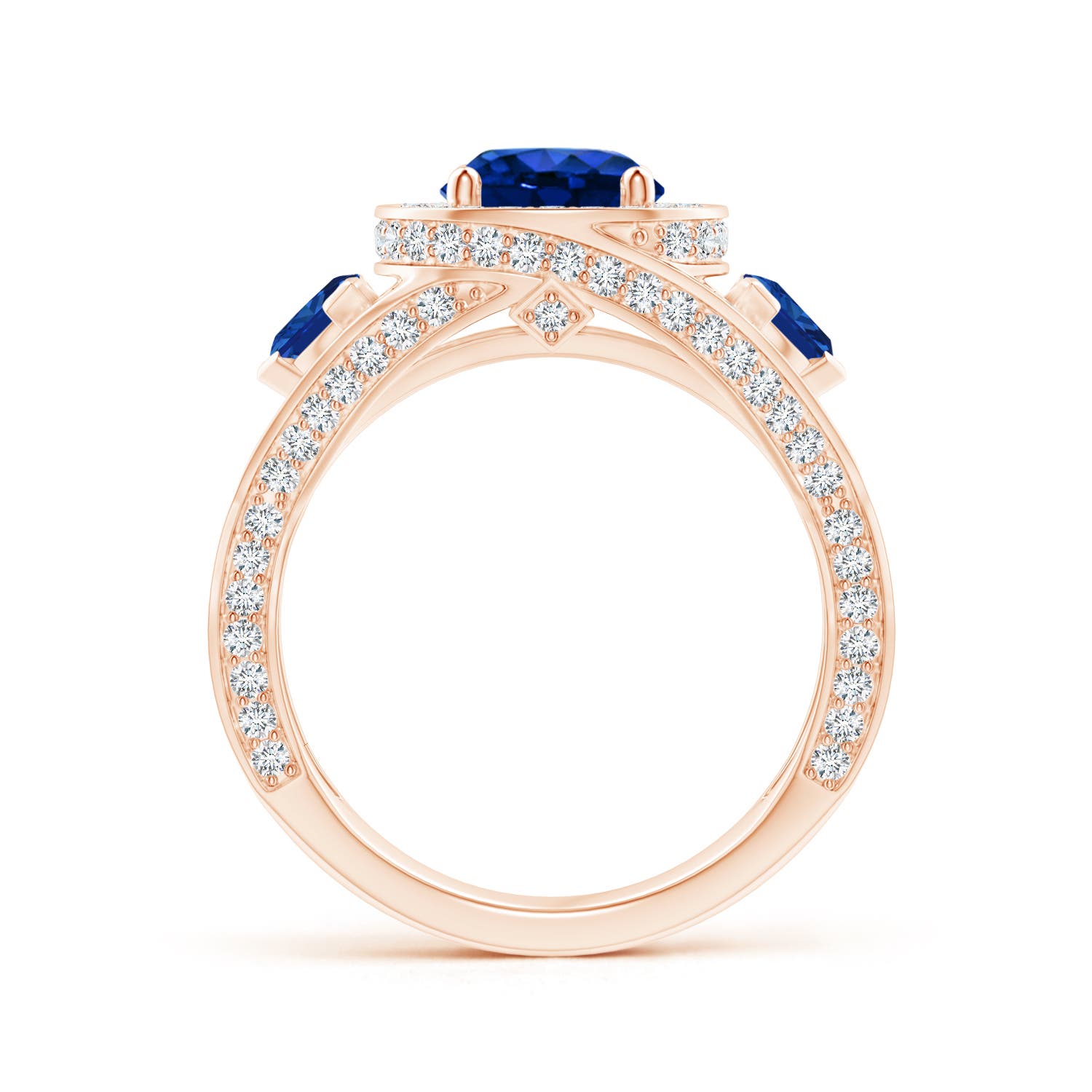 AAAA - Blue Sapphire / 3.15 CT / 14 KT Rose Gold