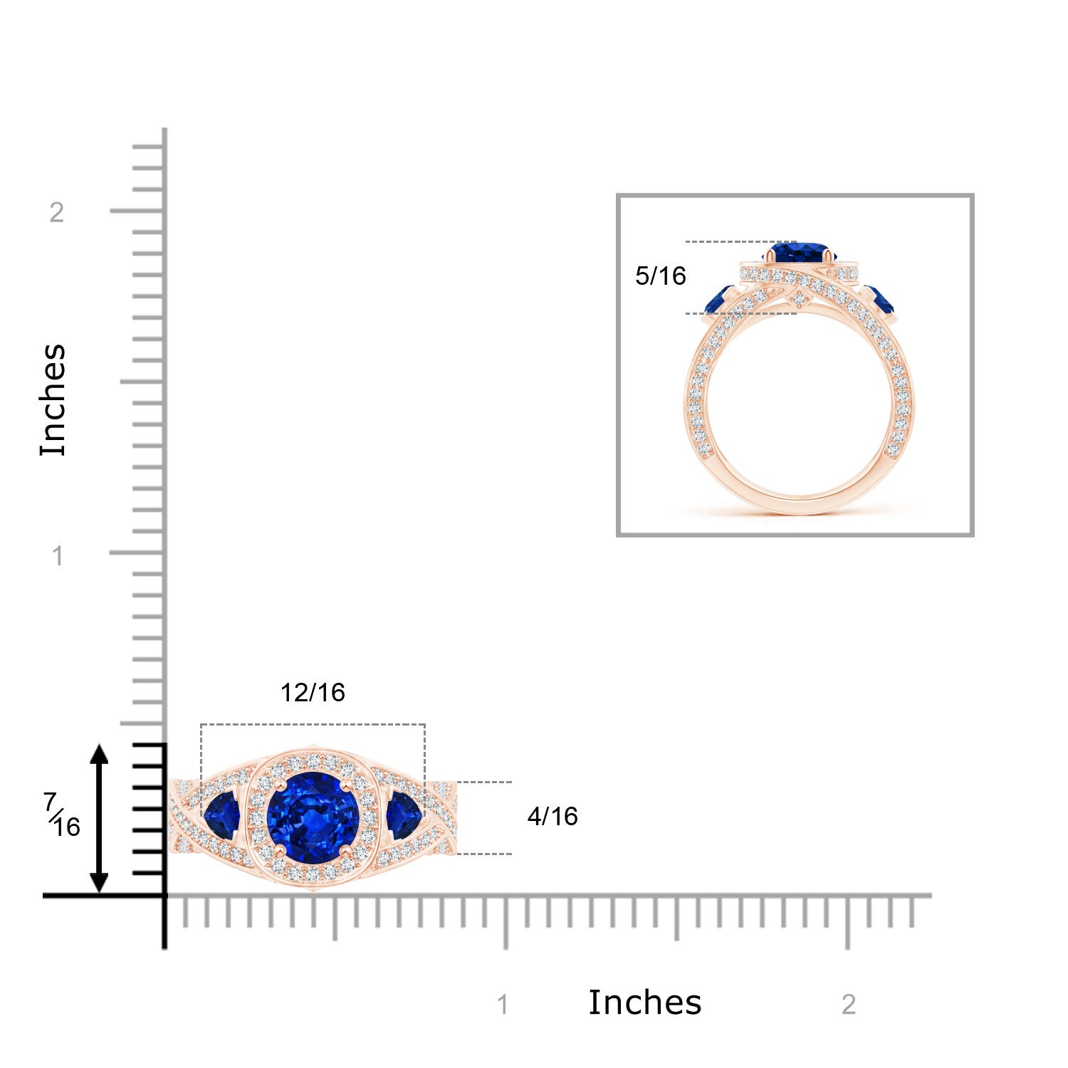 AAAA - Blue Sapphire / 3.15 CT / 14 KT Rose Gold