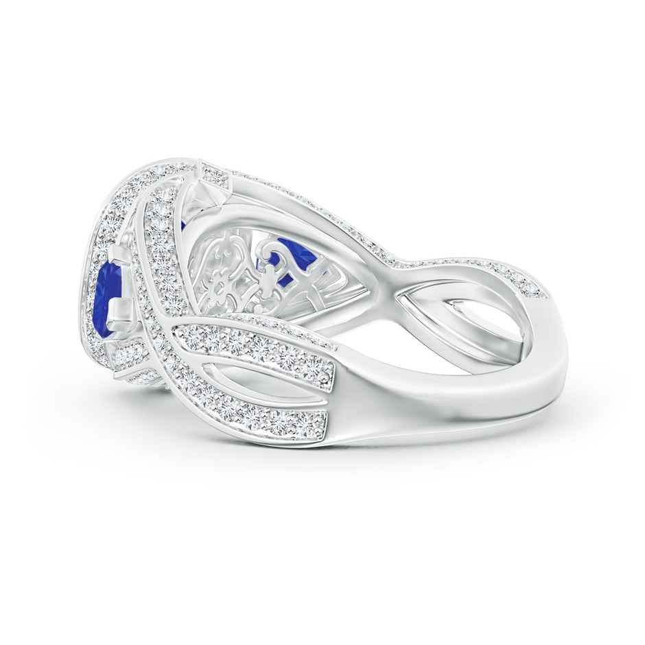 7mm AAA Tanzanite Criss Cross Ring with Diamond Halo in White Gold product image