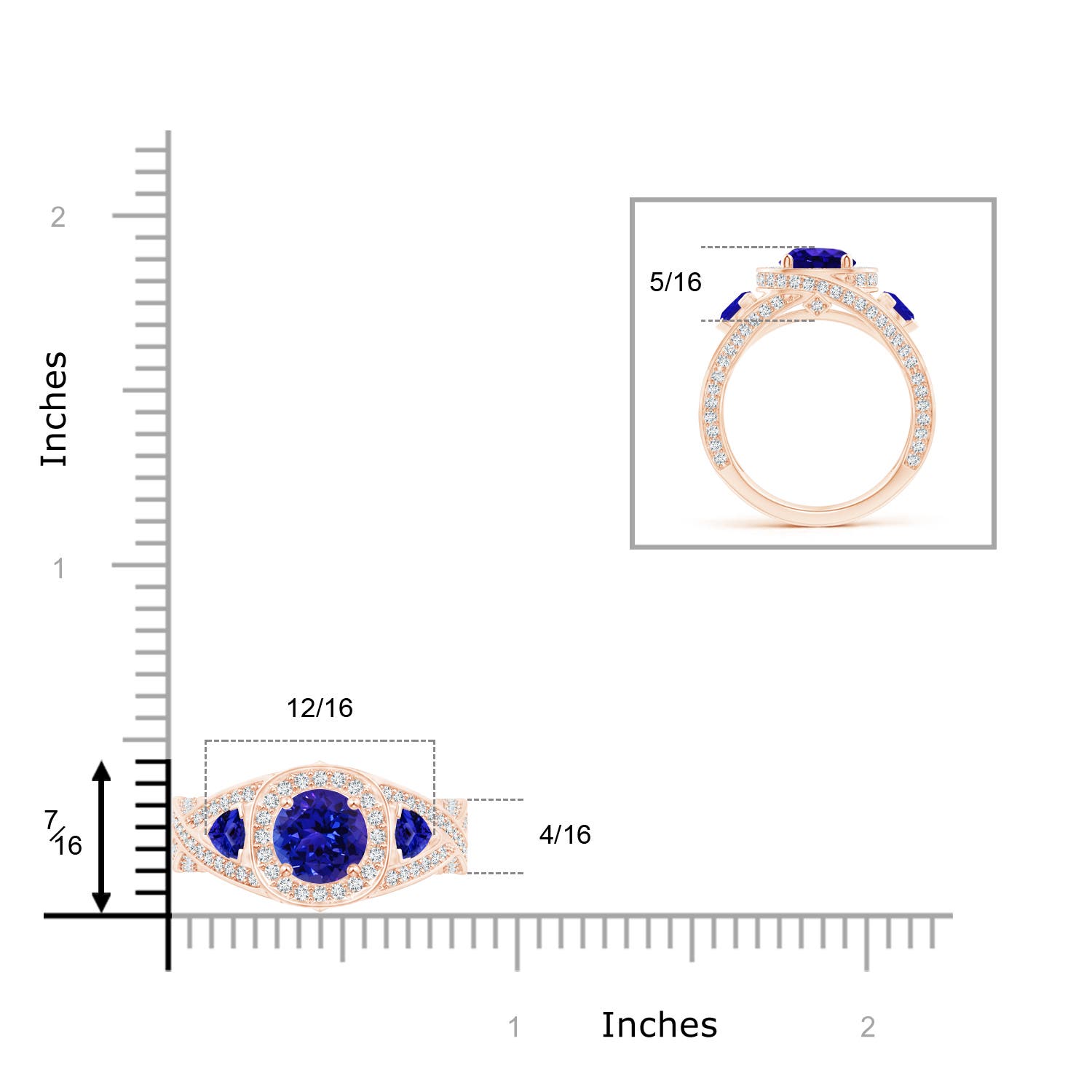 AAAA - Tanzanite / 2.8 CT / 14 KT Rose Gold