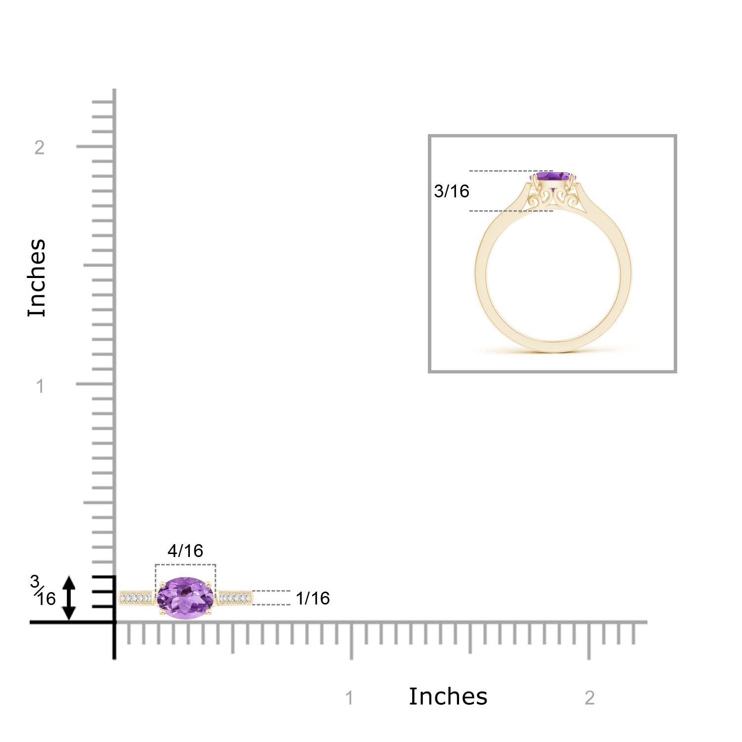 A - Amethyst / 0.5 CT / 14 KT Yellow Gold