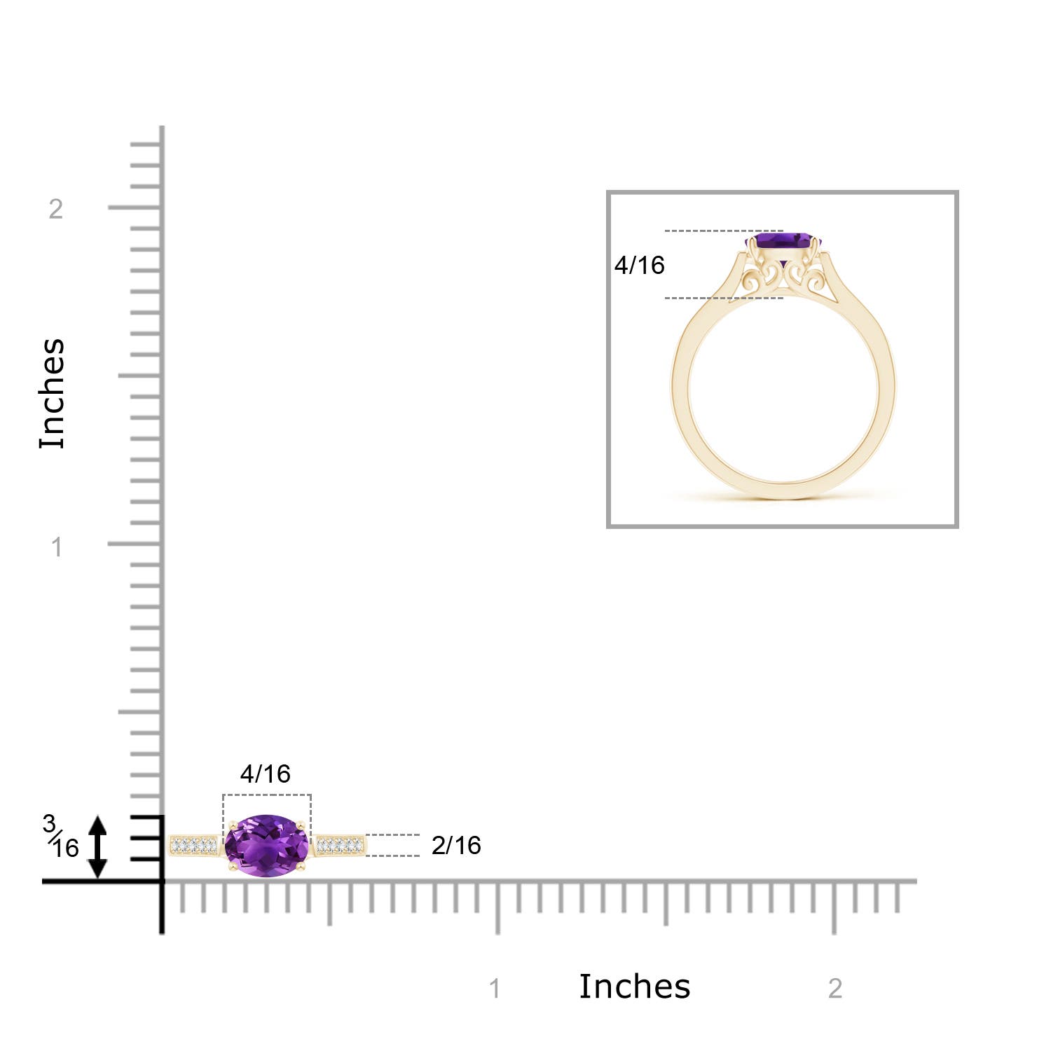 AAAA - Amethyst / 0.82 CT / 14 KT Yellow Gold