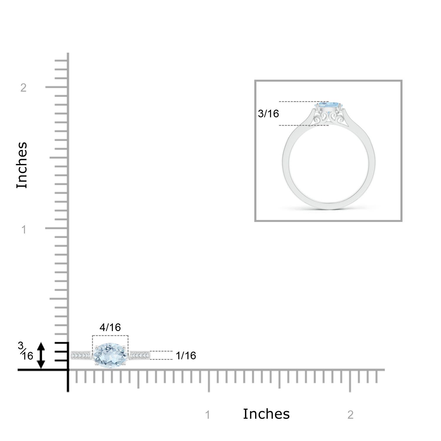 A - Aquamarine / 0.5 CT / 14 KT White Gold