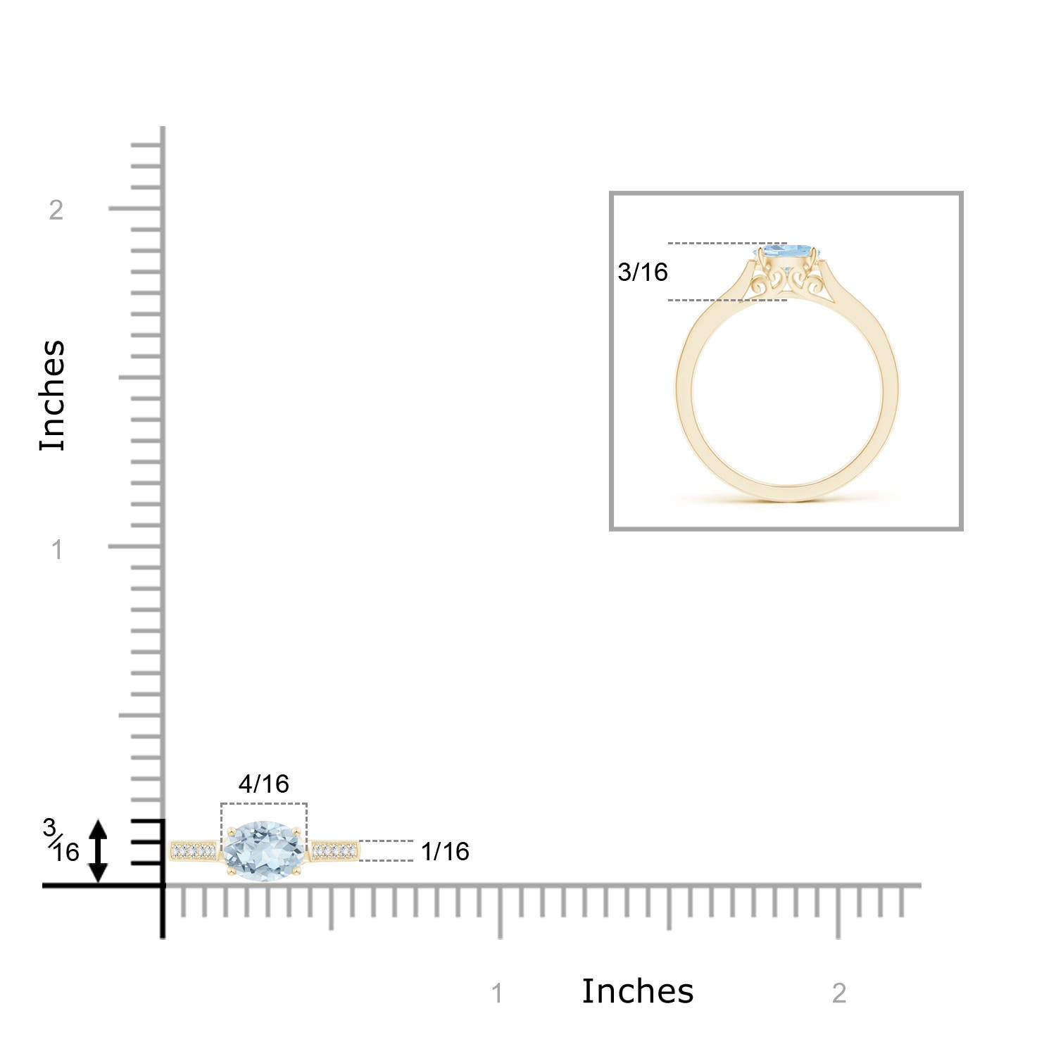 A - Aquamarine / 0.5 CT / 14 KT Yellow Gold