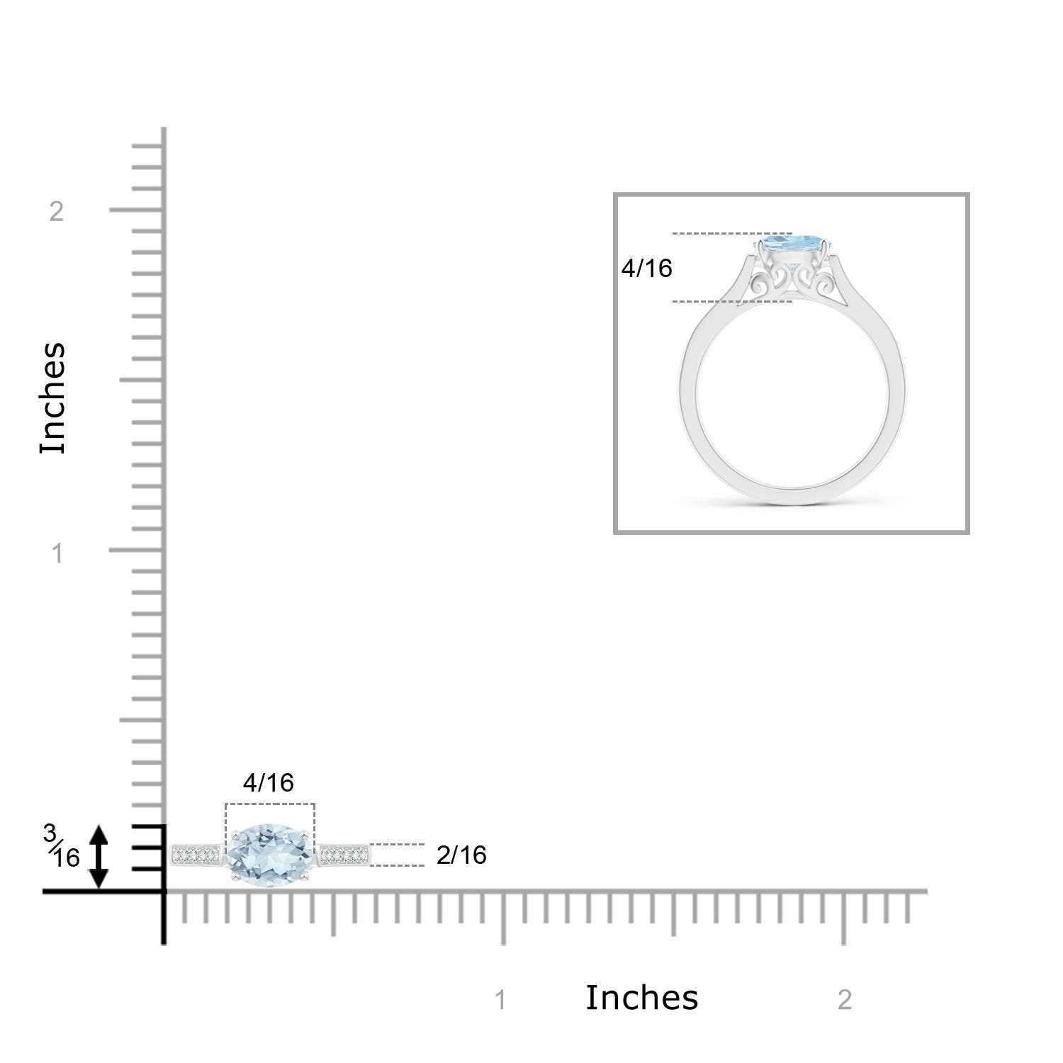 A - Aquamarine / 0.72 CT / 14 KT White Gold