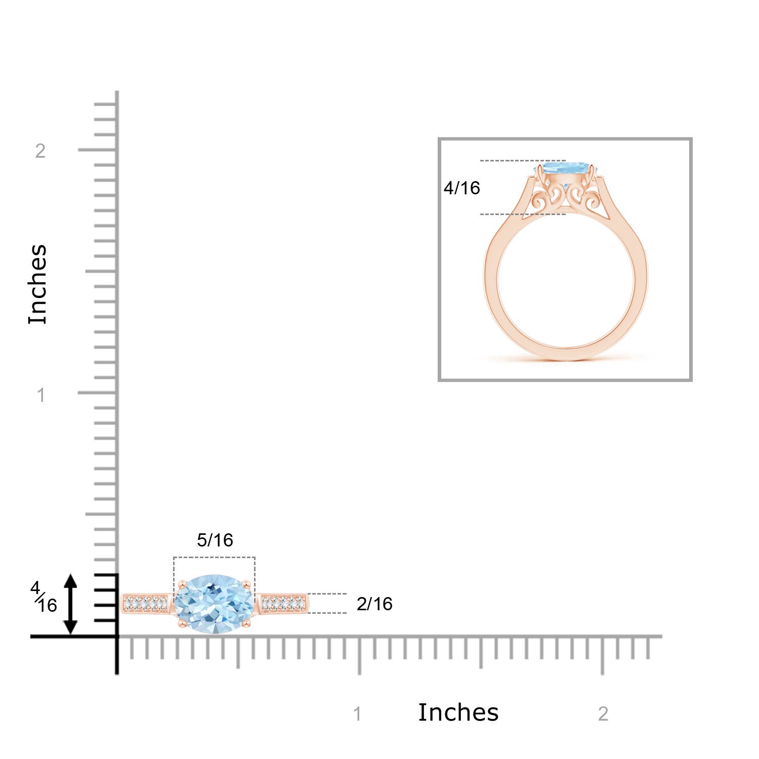 AAA - Aquamarine / 1.14 CT / 14 KT Rose Gold