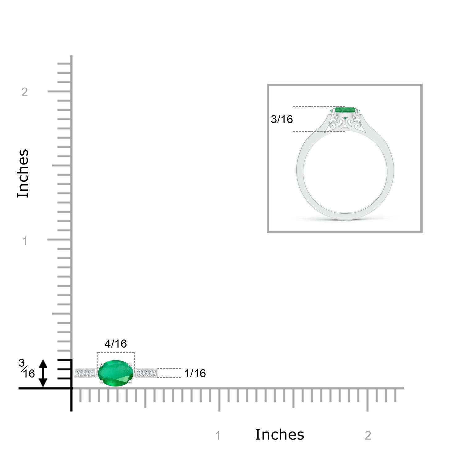 A - Emerald / 0.5 CT / 14 KT White Gold