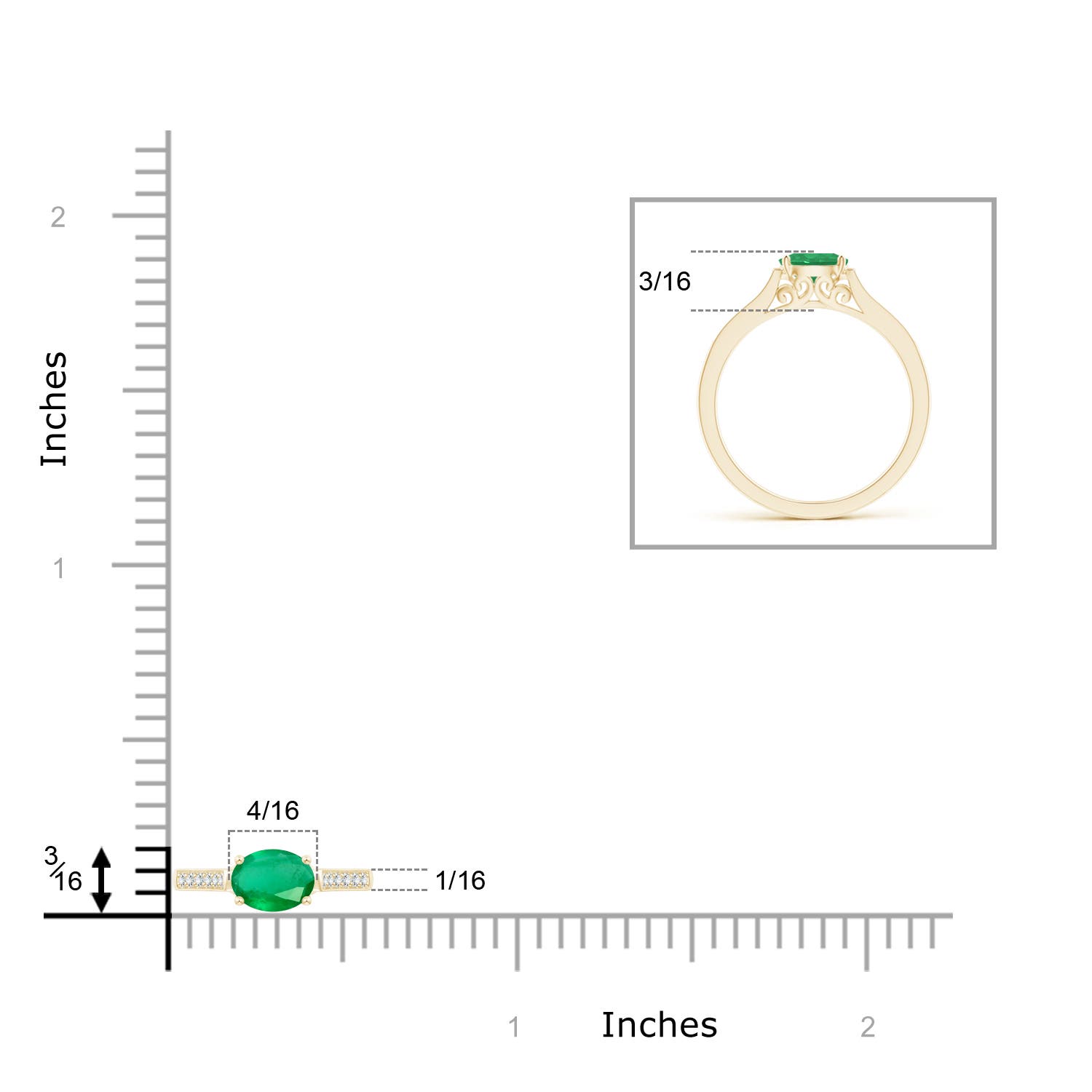 A - Emerald / 0.5 CT / 14 KT Yellow Gold