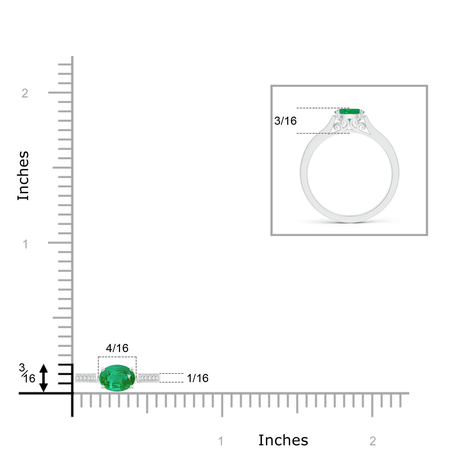 AA - Emerald / 0.5 CT / 14 KT White Gold