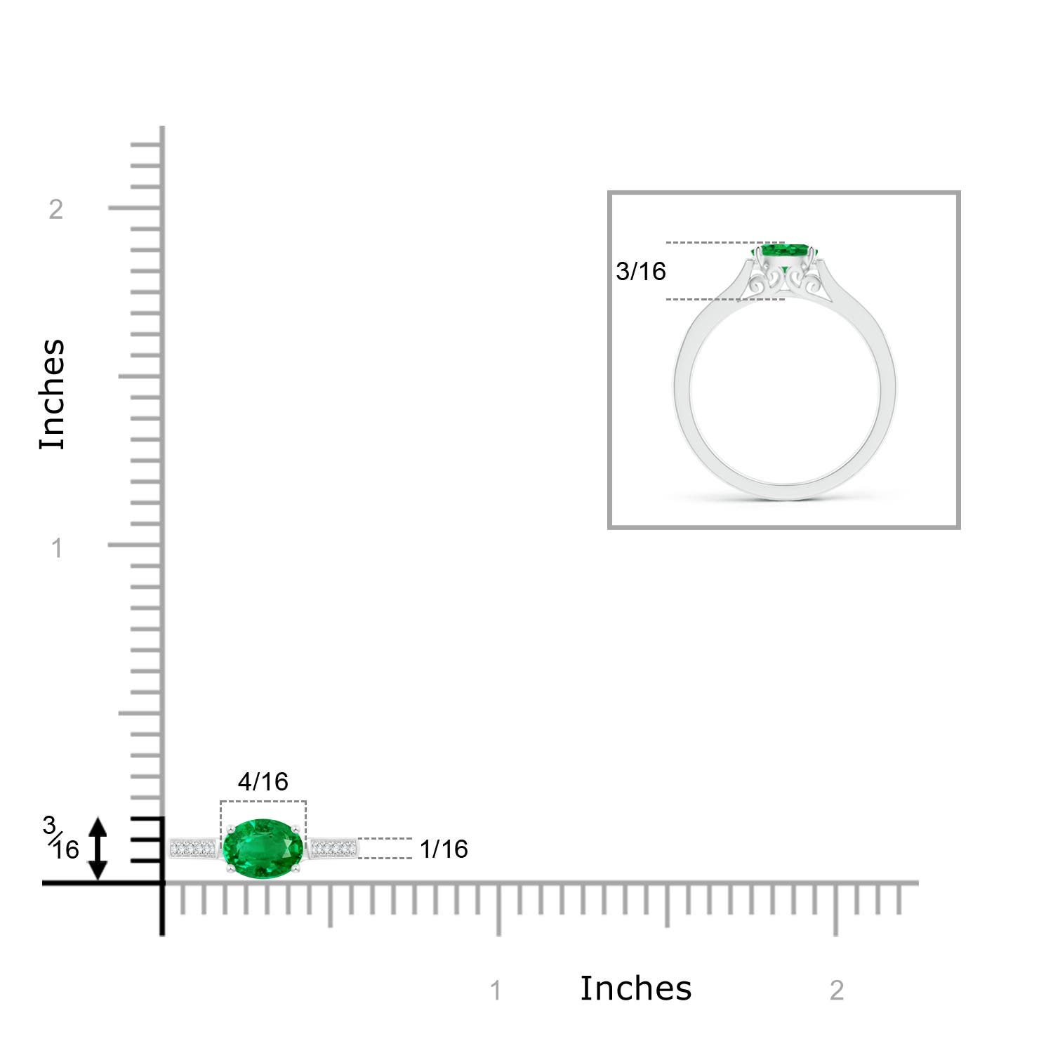 AAA - Emerald / 0.5 CT / 14 KT White Gold