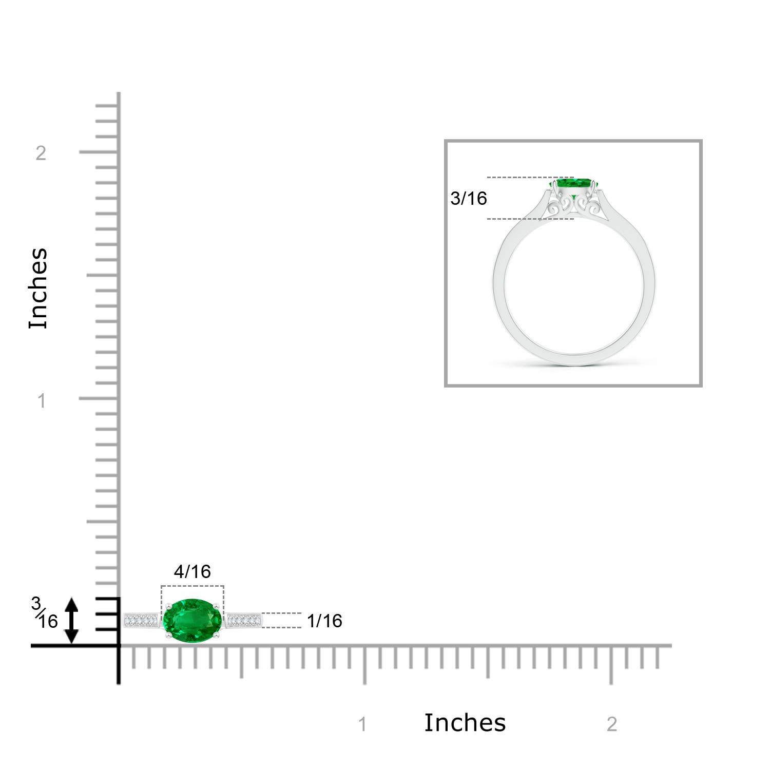 AAAA - Emerald / 0.5 CT / 14 KT White Gold