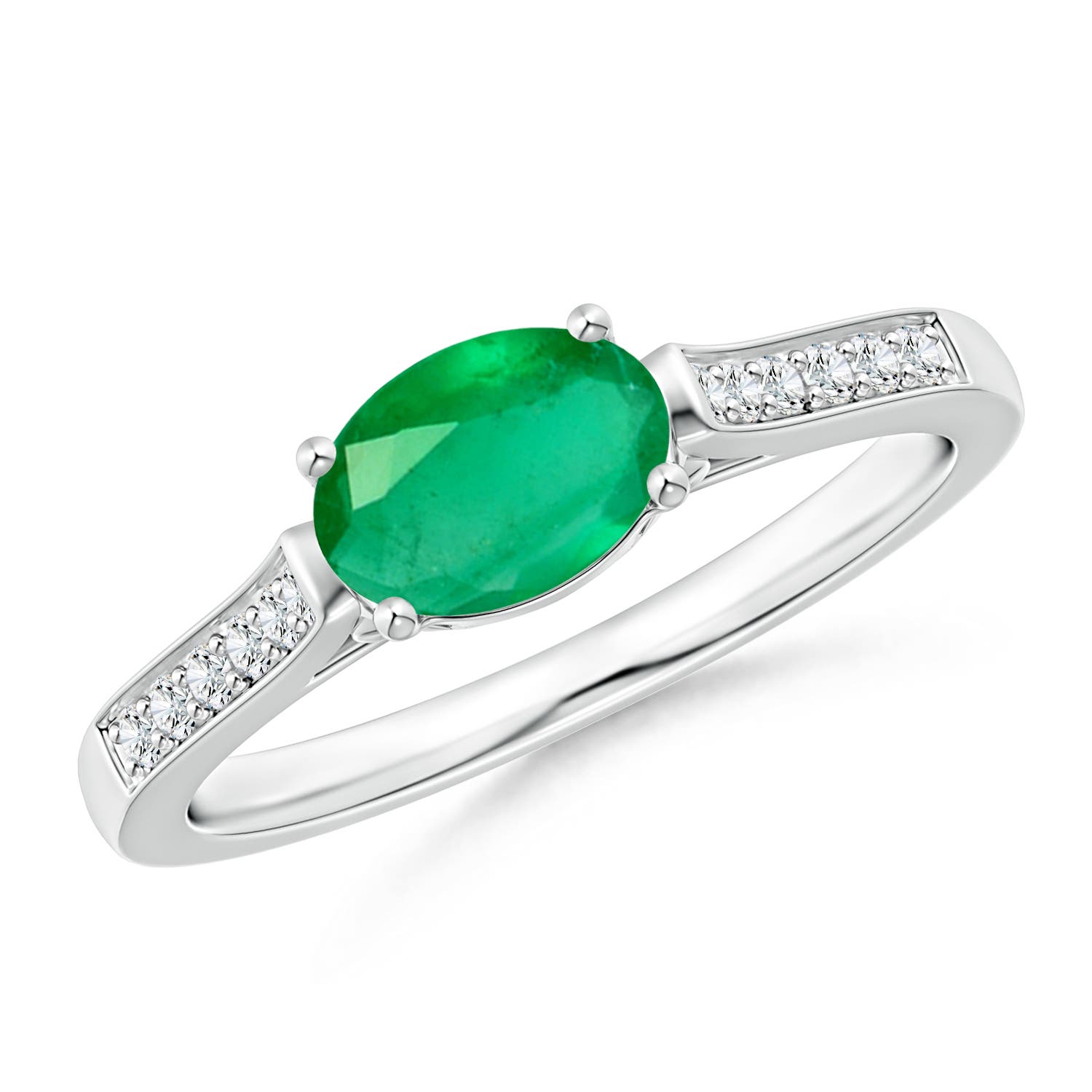 A - Emerald / 0.78 CT / 14 KT White Gold