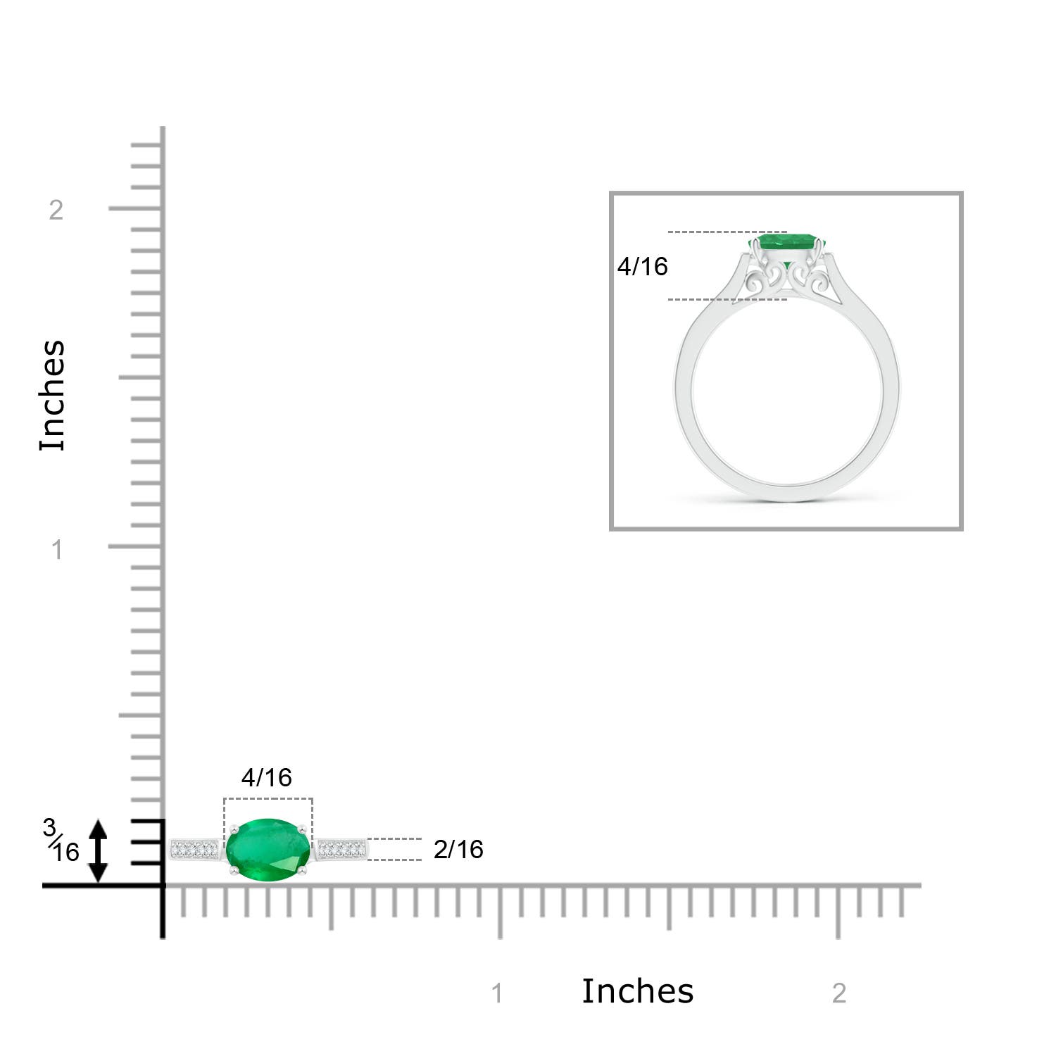 A - Emerald / 0.78 CT / 14 KT White Gold