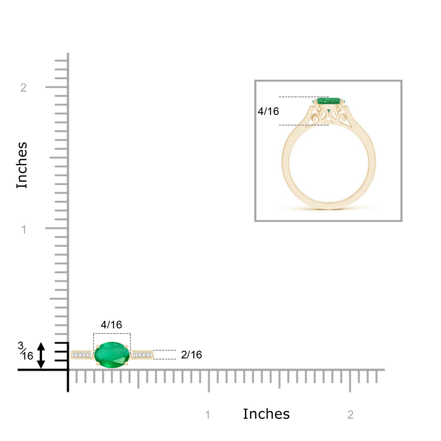 A - Emerald / 0.78 CT / 14 KT Yellow Gold