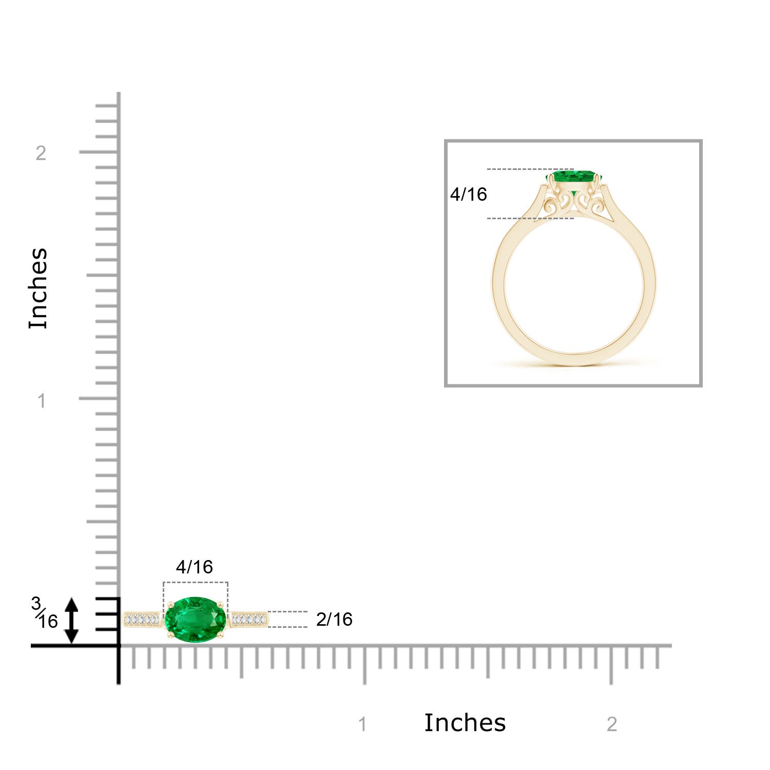 AAA - Emerald / 0.78 CT / 14 KT Yellow Gold