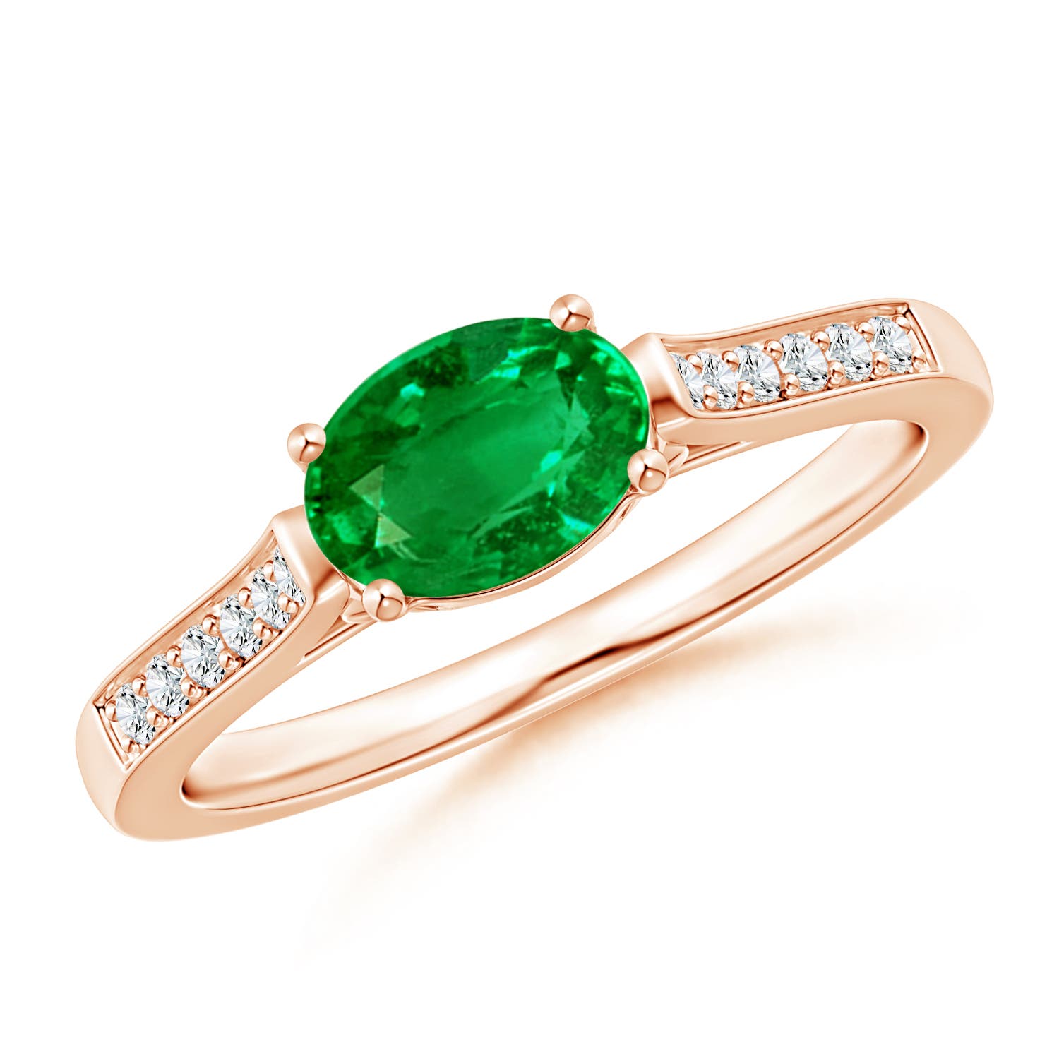 AAAA - Emerald / 0.78 CT / 14 KT Rose Gold