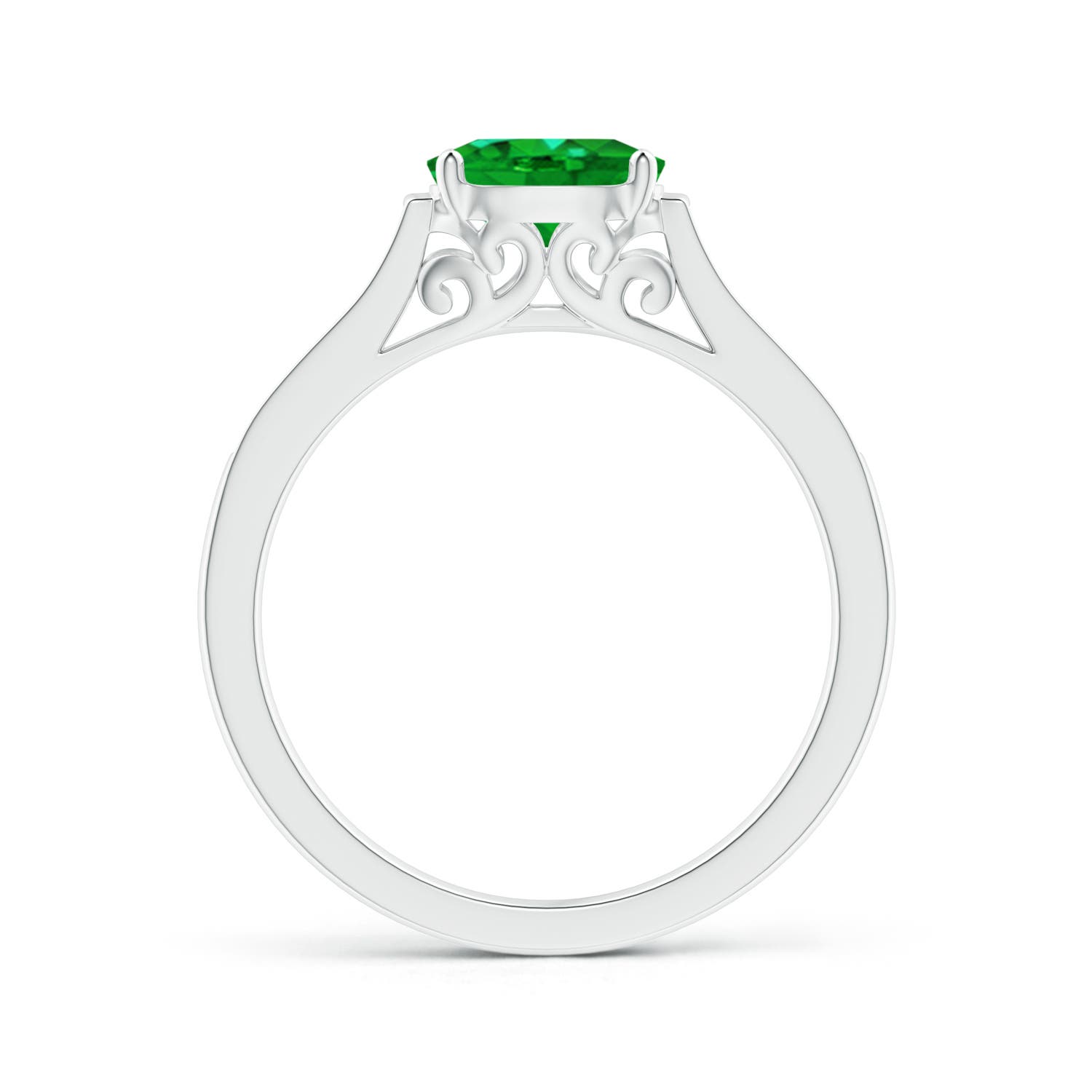 Premium - Lab-Grown Emerald / 0.78 CT / 14 KT White Gold