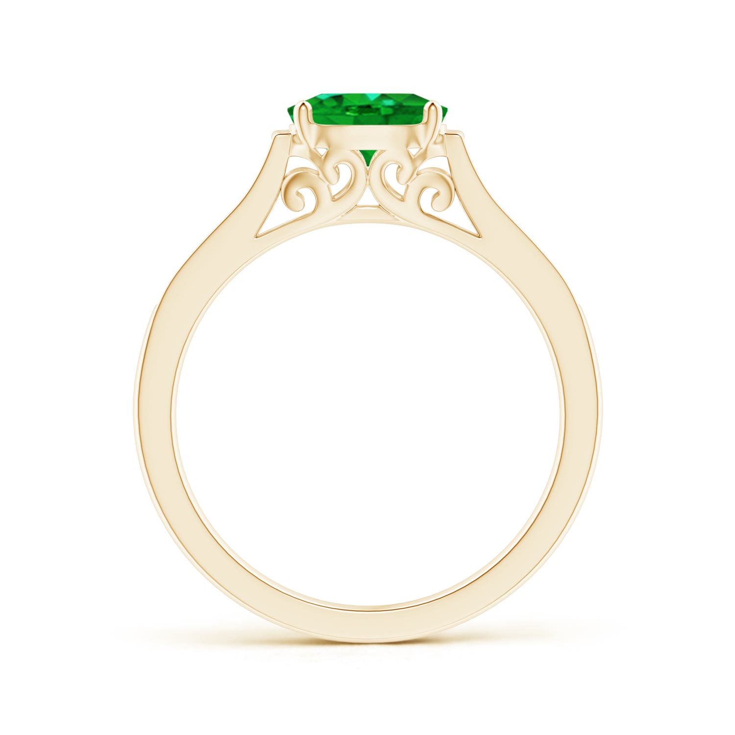 Premium - Lab-Grown Emerald / 0.78 CT / 14 KT Yellow Gold