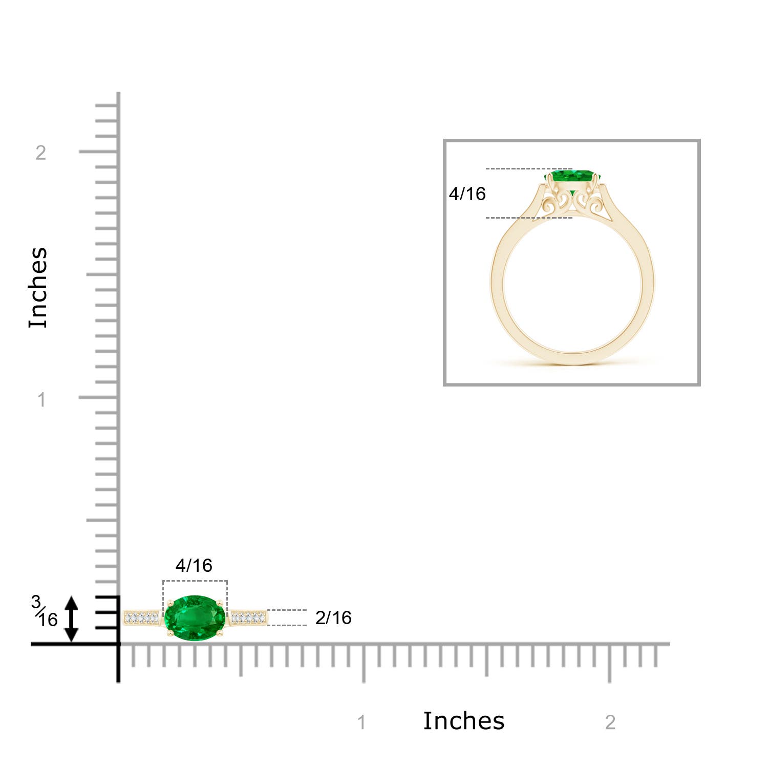 Premium - Lab-Grown Emerald / 0.78 CT / 14 KT Yellow Gold