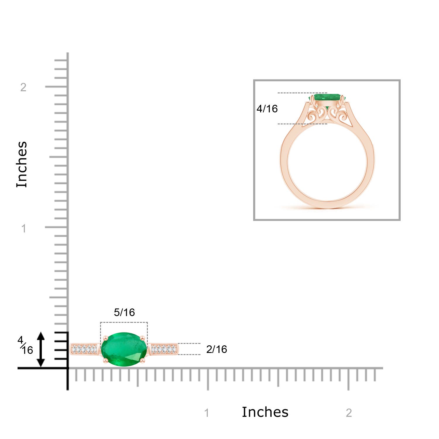 A - Emerald / 1.24 CT / 14 KT Rose Gold