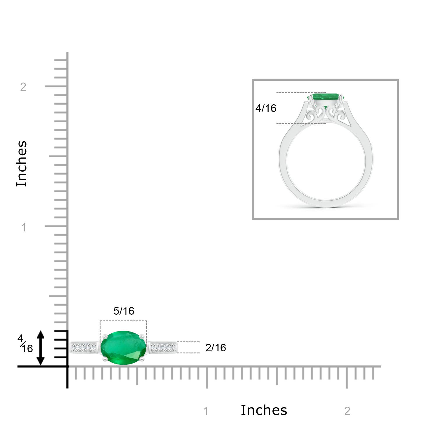 A - Emerald / 1.24 CT / 14 KT White Gold