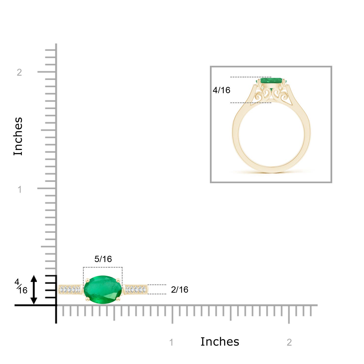 A - Emerald / 1.24 CT / 14 KT Yellow Gold