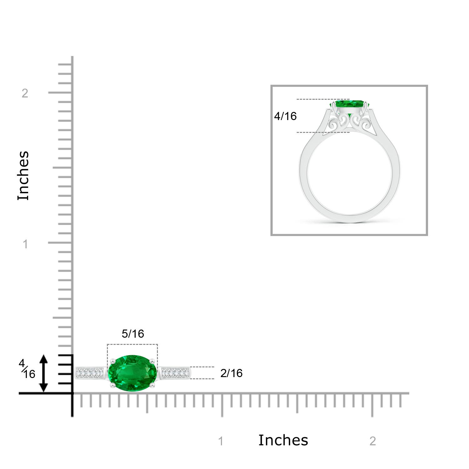 Premium - Lab-Grown Emerald / 1.24 CT / 14 KT White Gold