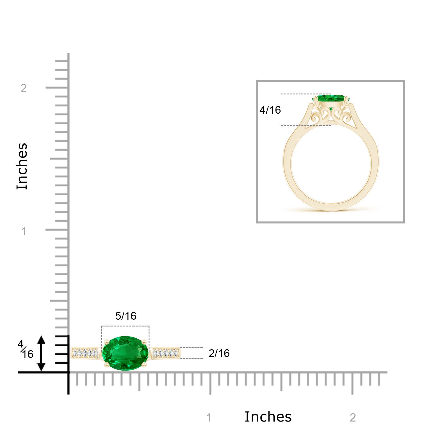 Premium - Lab-Grown Emerald / 1.24 CT / 14 KT Yellow Gold