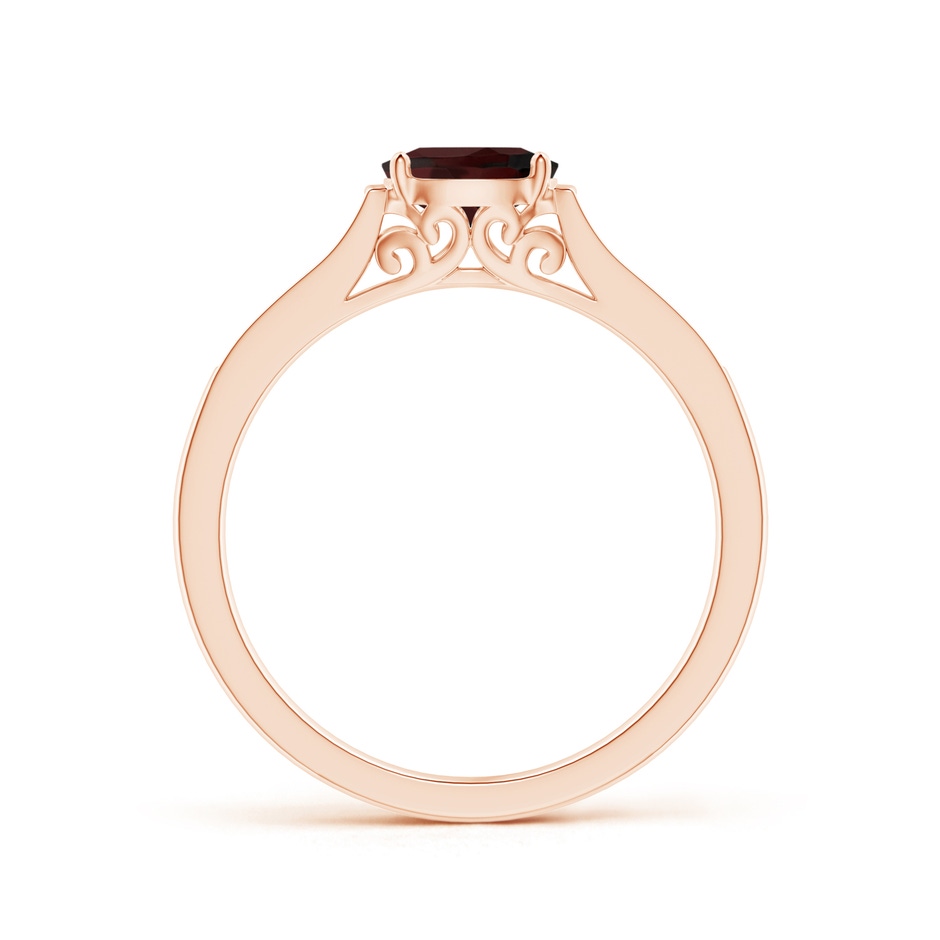 6x4mm A East-West Oval Garnet Solitaire Ring with Diamonds in Rose Gold side 1