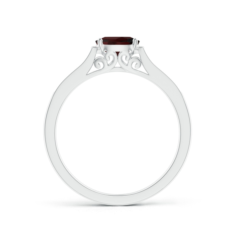 6x4mm A East-West Oval Garnet Solitaire Ring with Diamonds in White Gold side 1