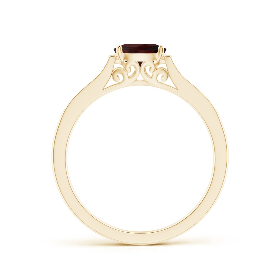 6x4mm A East-West Oval Garnet Solitaire Ring with Diamonds in Yellow Gold side 1