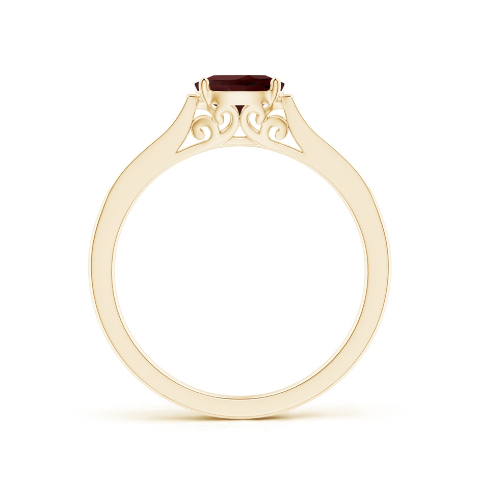 6x4mm AA East-West Oval Garnet Solitaire Ring with Diamonds in Yellow Gold side 1