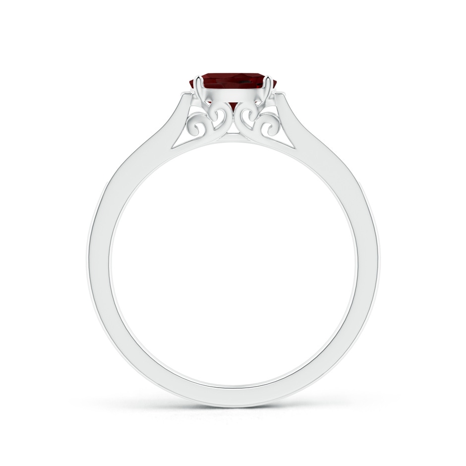 6x4mm AAA East-West Oval Garnet Solitaire Ring with Diamonds in White Gold side 1